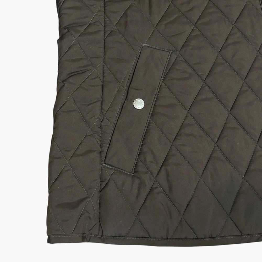 Lands End Quilted Chore Coat. Full Zipper. Snap‎ Pockets. Sz L (14-16) Brown